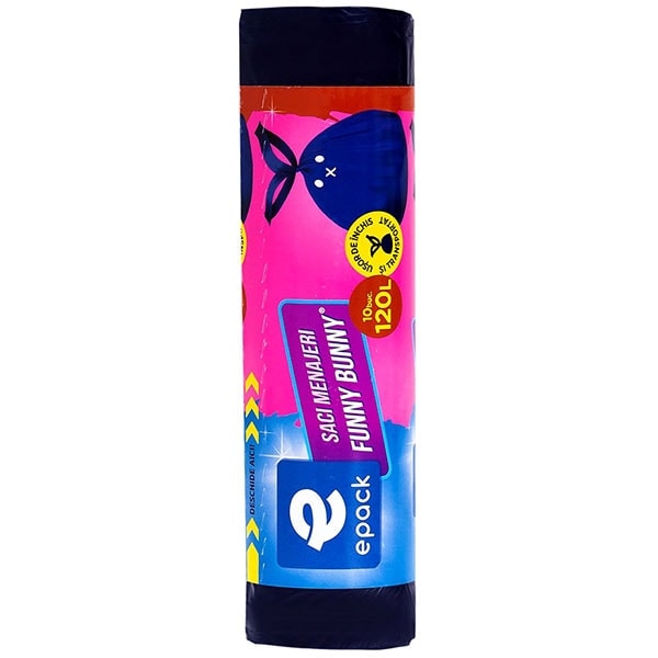 Saci menajeri EPACK FUNNY BUNNY, 10 bucati, 120 l, indigo