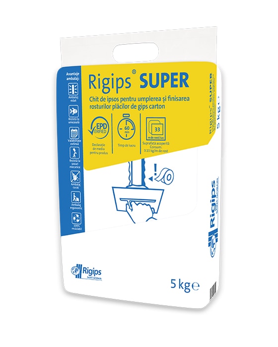 Pasta de imbinare placi gips-carton, Alb, 5kg  Rigips SUPER