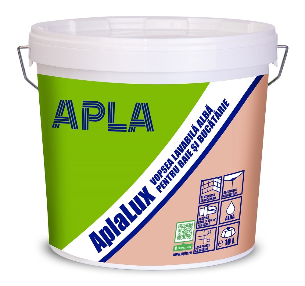 Vopsea lavabila AplaLux, alb, 10 L, Interior