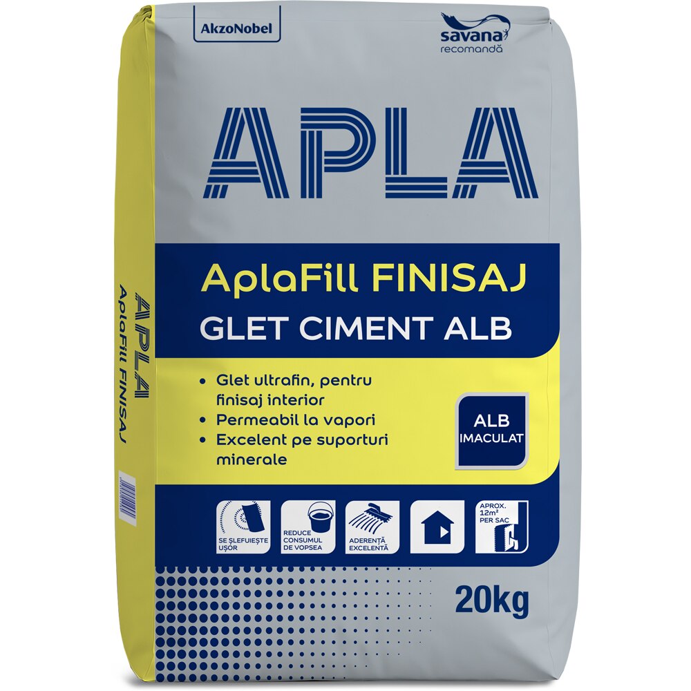 Glet ciment alb APLA AplaFill Finisaj, 20 kg