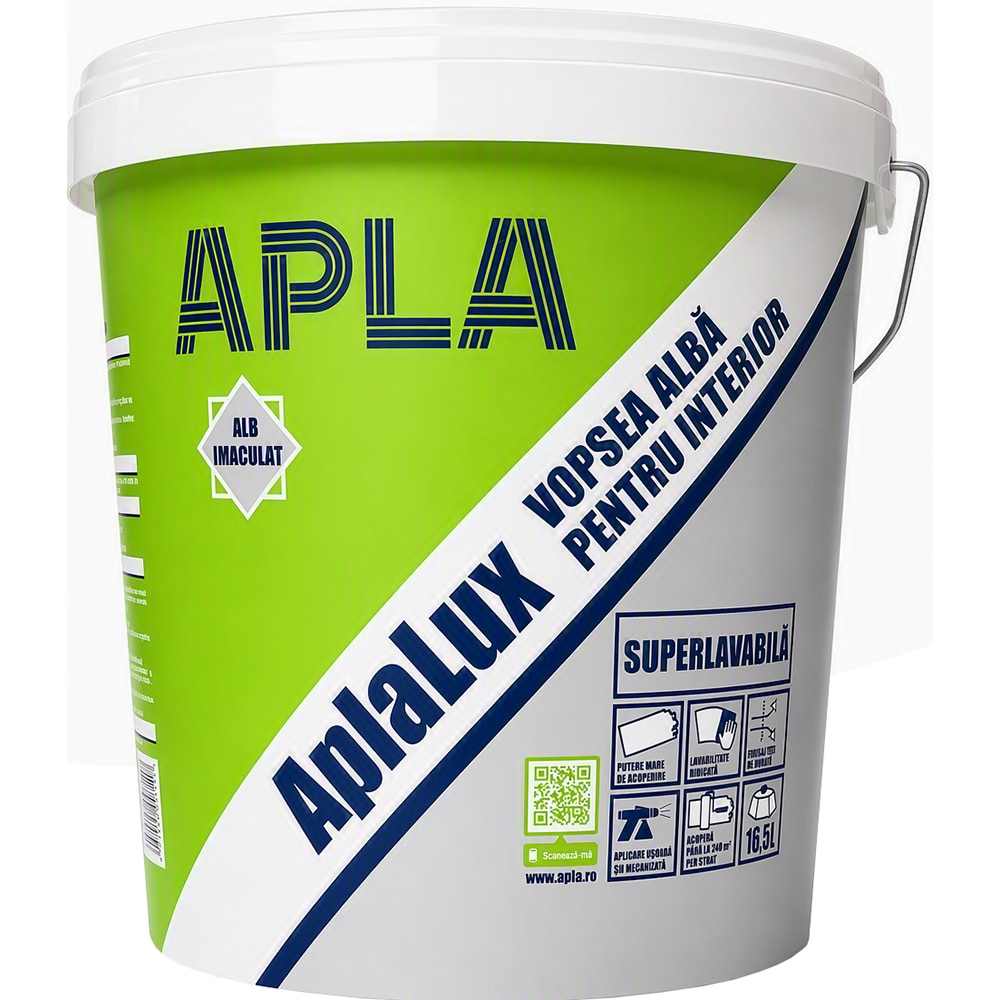 Vopsea superlavabila AplaLux, alb, 16.5 L, Interior