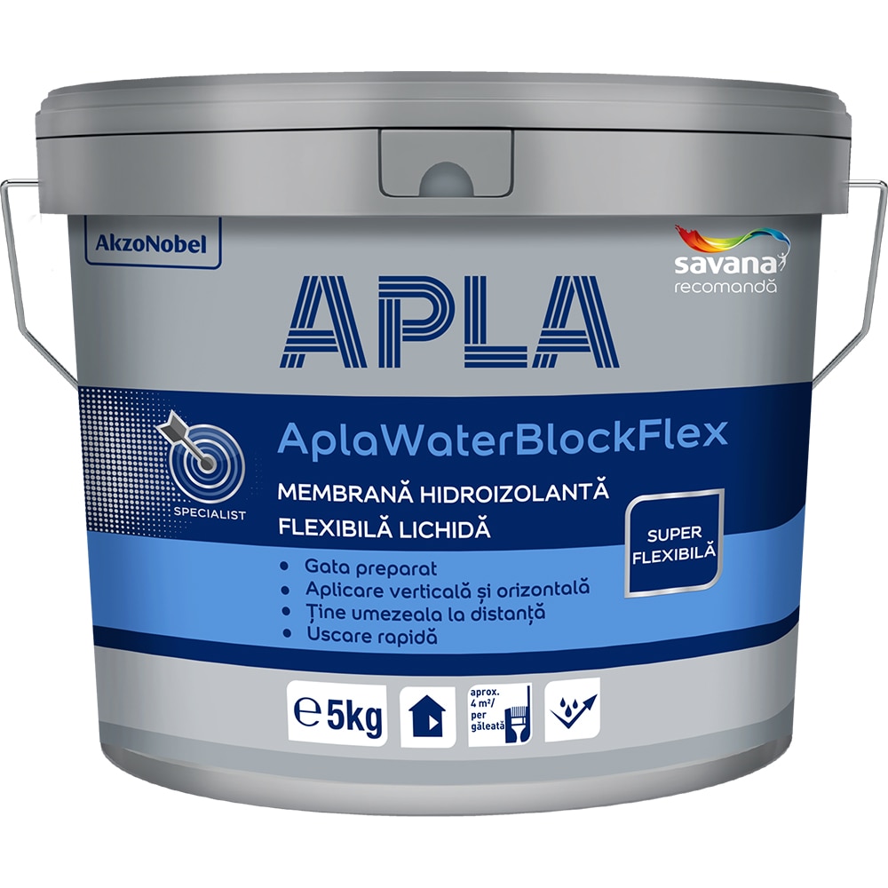 Membrana hidroizolanta flexibila monocomponenta APLA WaterBlockFlex, 5 Kg