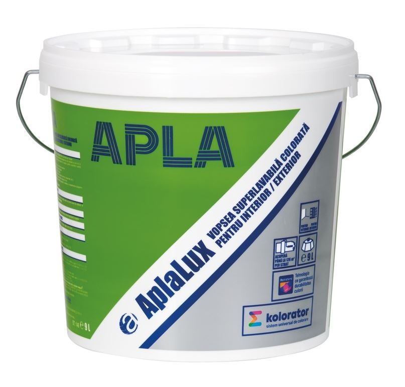 Vopsea superlavabila AplaLux, deschisa, 9 L, Interior/Exterior