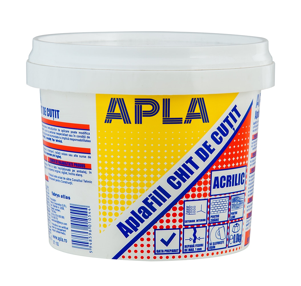 Chit de cutit, acrilic pentru reparatii, alb, 0.8 kg  Apla