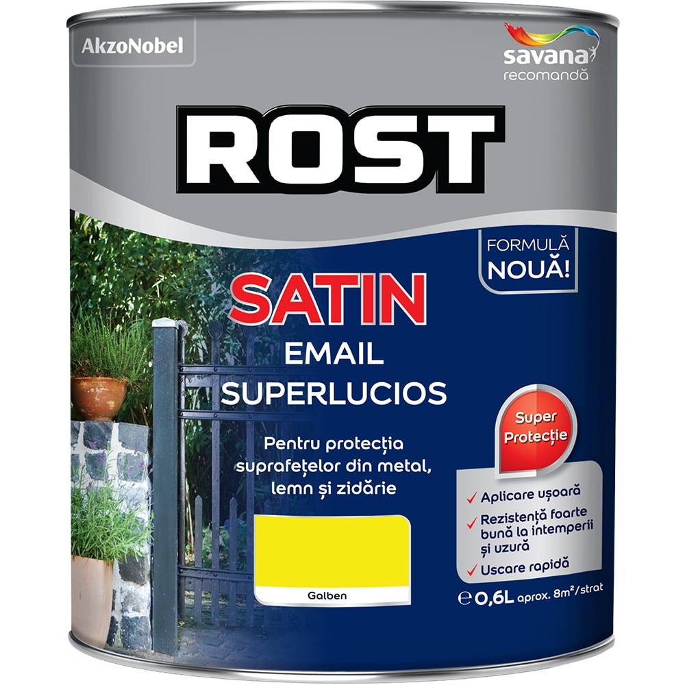 Email superlucios Rost, interior/exterior, galben, 0.6 l