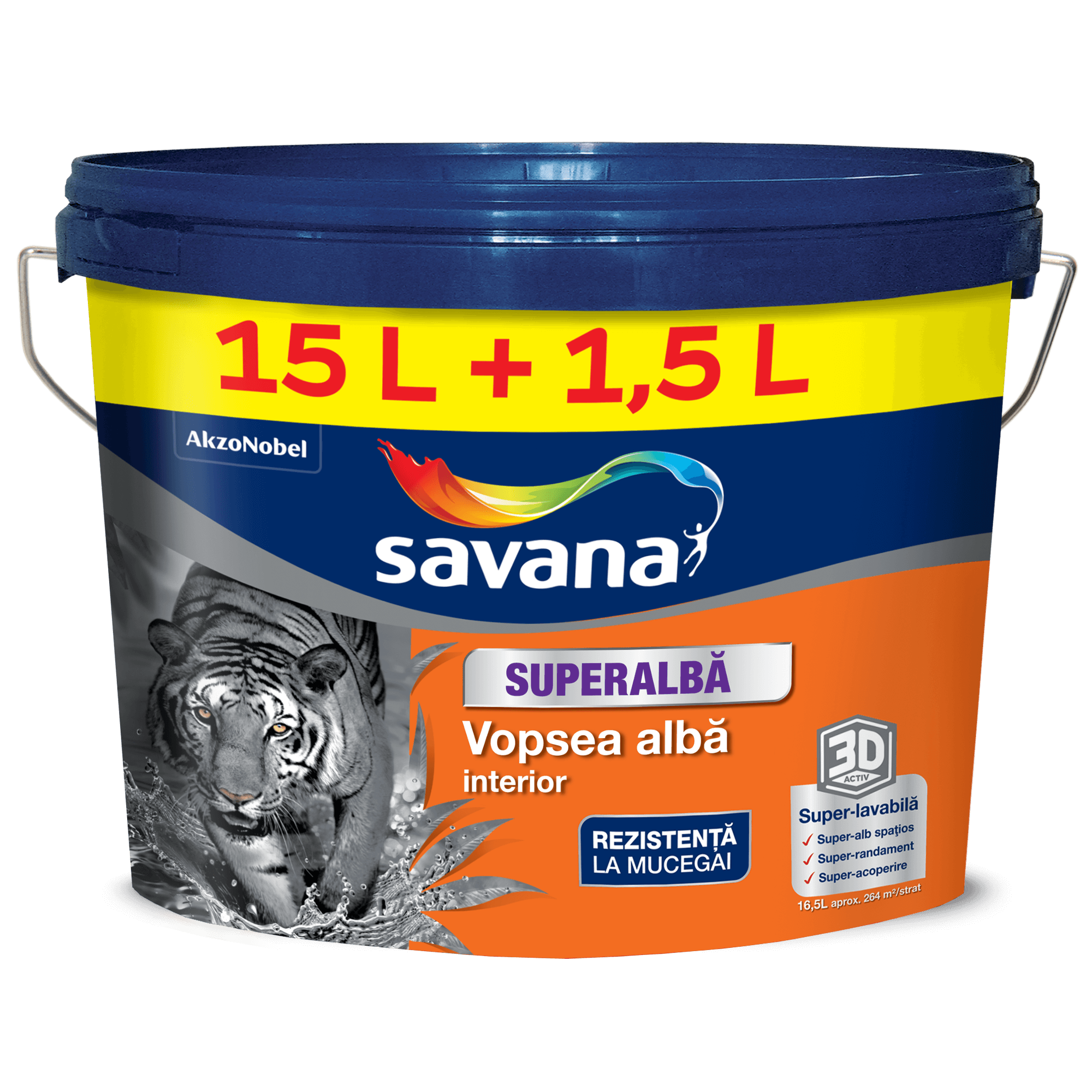 Vopsea Interior Lavabila Superalba 3D 15 L 1 5 L Savana