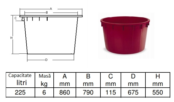 Vas stors struguri 225 L