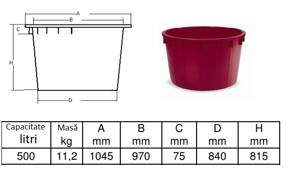 Vas stors struguri 500 L