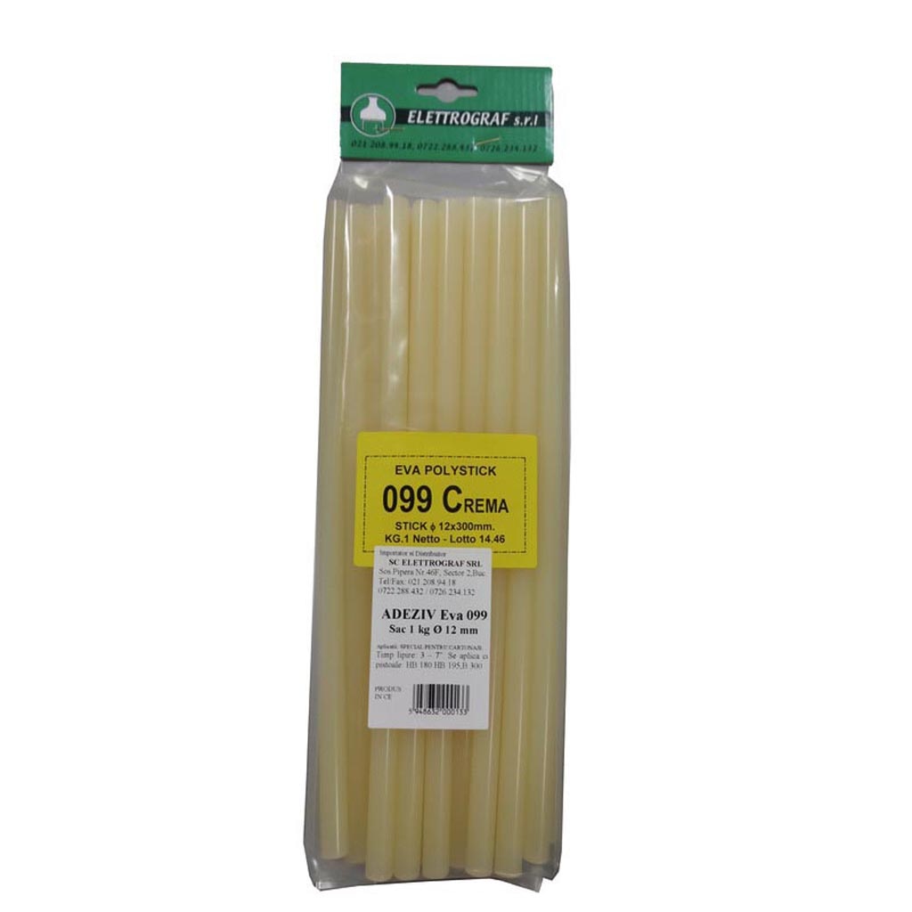 Pachet batoane adezive termic Eva 099 Elettrograf, multisuprafete, 12 mm, 1000 g