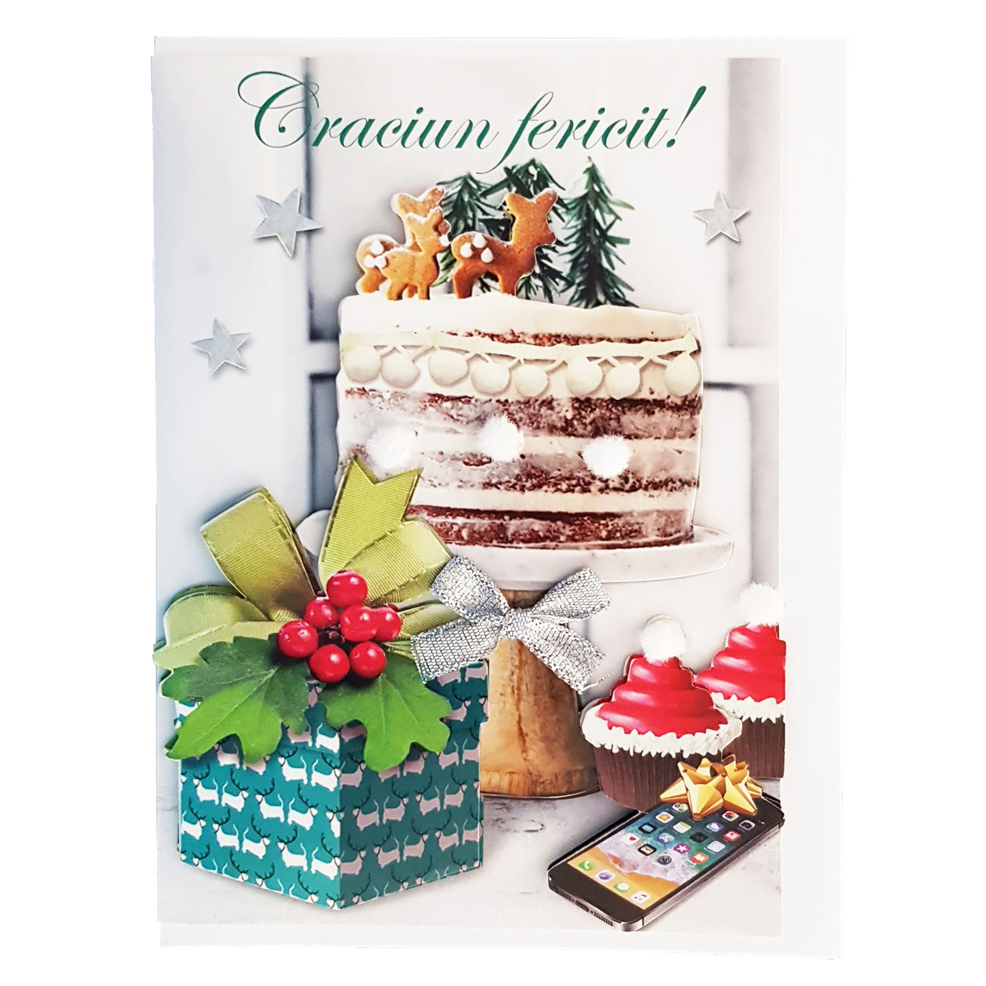 Felicitare Craciun Handmade, multicolor