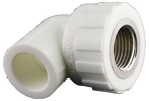 Cot plastic PPR, alb, 20 mm, unghi 90, racord 3/4, filet interior