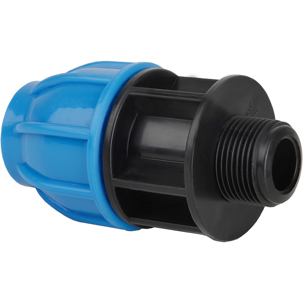 Racord compresiune, 50 mm x 2", filet exterior, negru-albastru