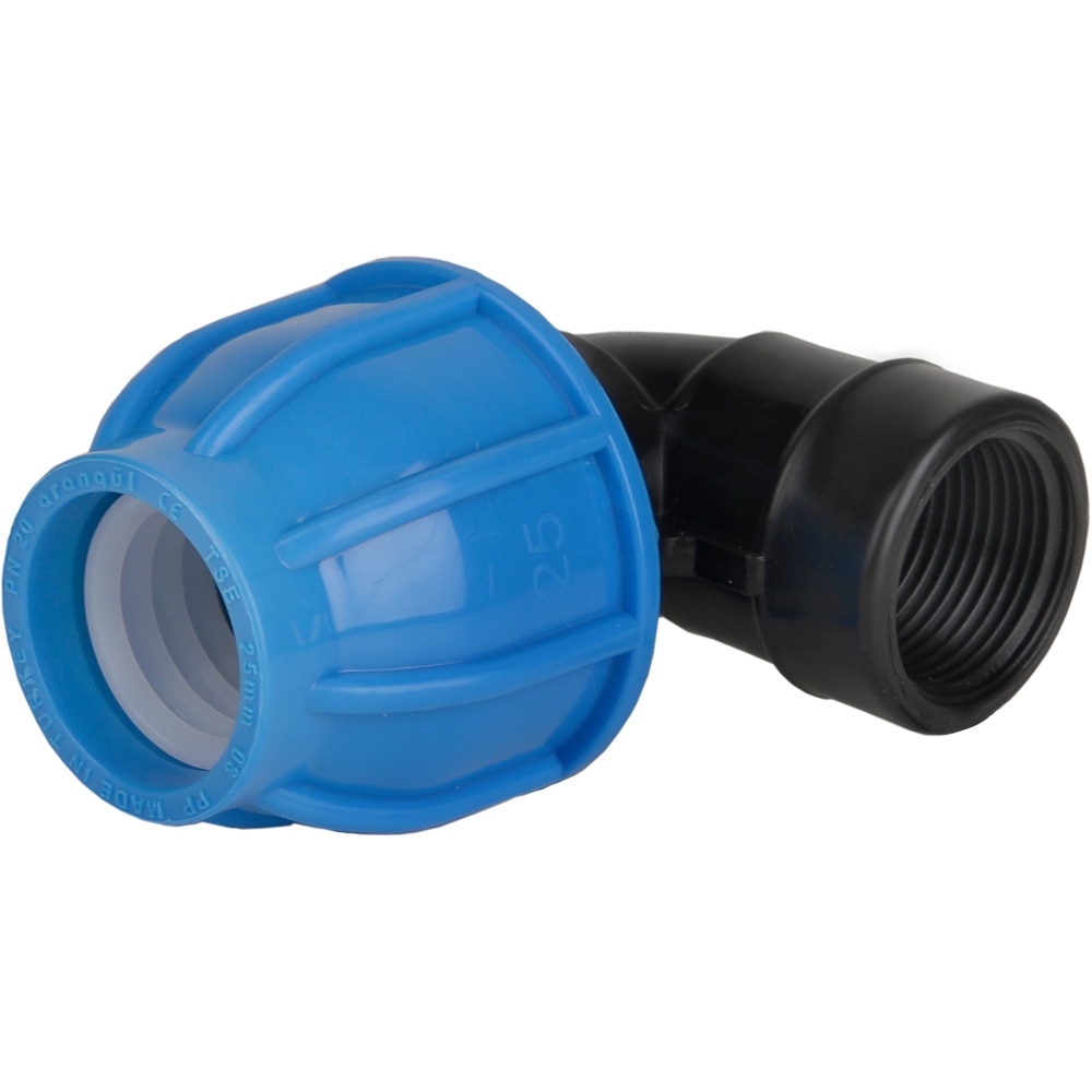 Cot compresiune, 50 mm x 1 1/2", filet interior, 90 grade, negru-albastru