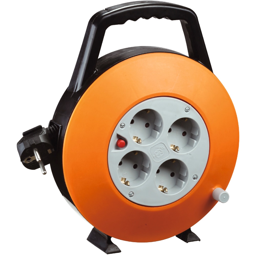 Prelungitor cu tambur Strohm SM-HJR-2-10, 4 prize, 10m, negru-portocaliu