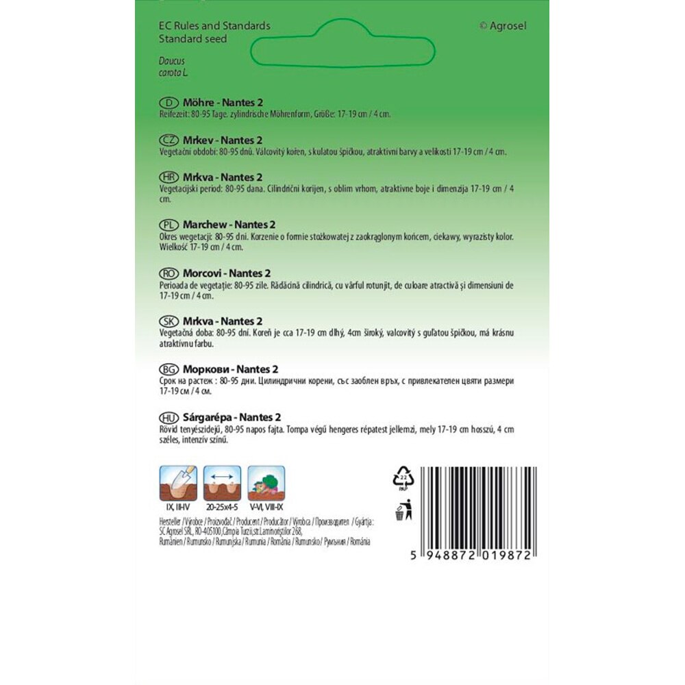 Morcovi Nantes 2 SEMAS, 2 g