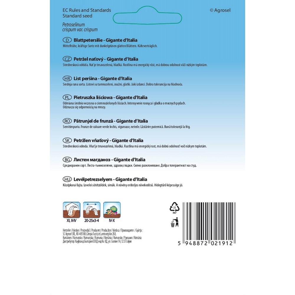 Patrunjel de Frunza Gigante D'italia SEMAS, 3 g