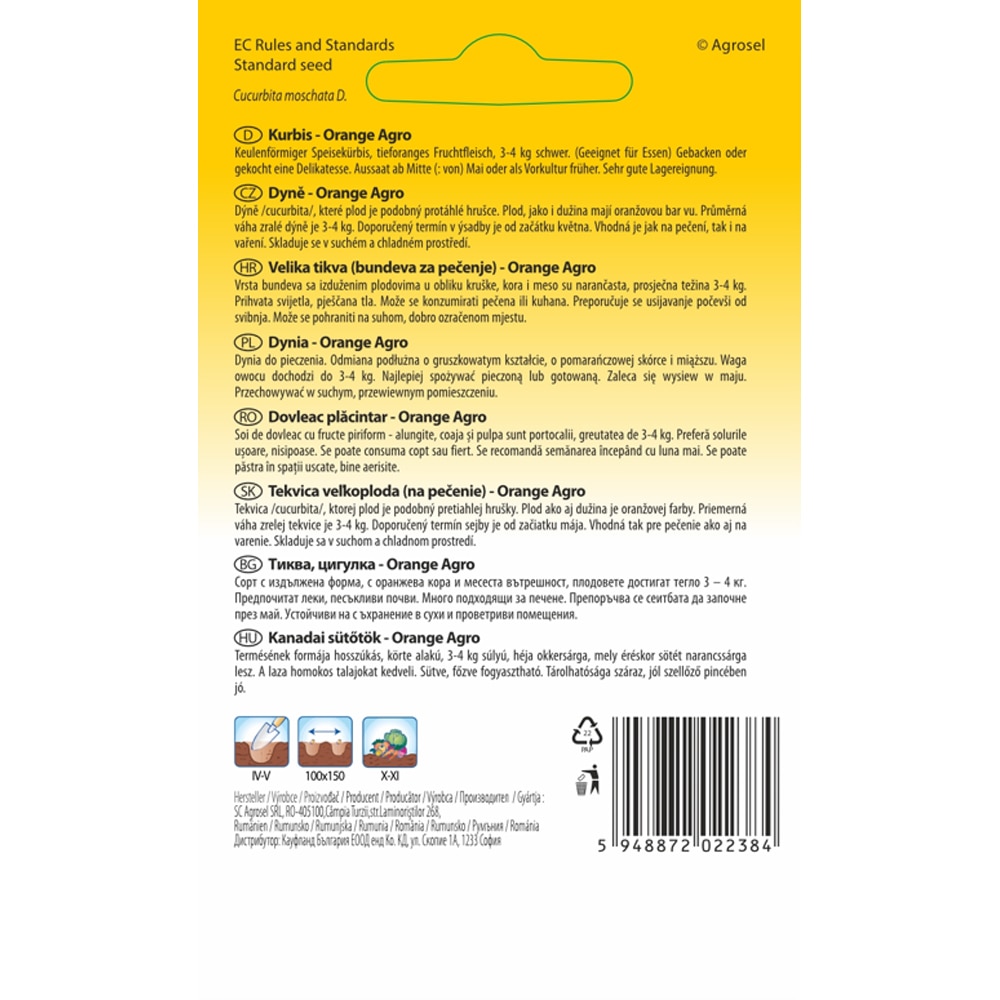 Dovleac Placintar Orange Agro SEMAS, 0.5 g