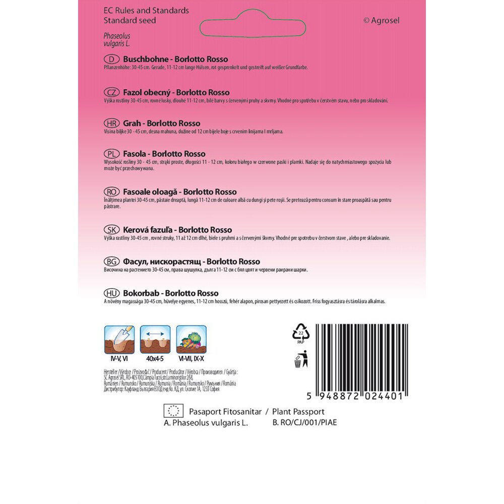 Fasole Borlotto Rosso SEMAS, 18 g