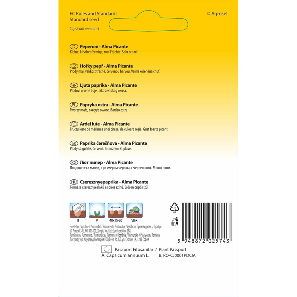 Ardei Iute Rotund Alma Picante SEMAS, 0.24 g