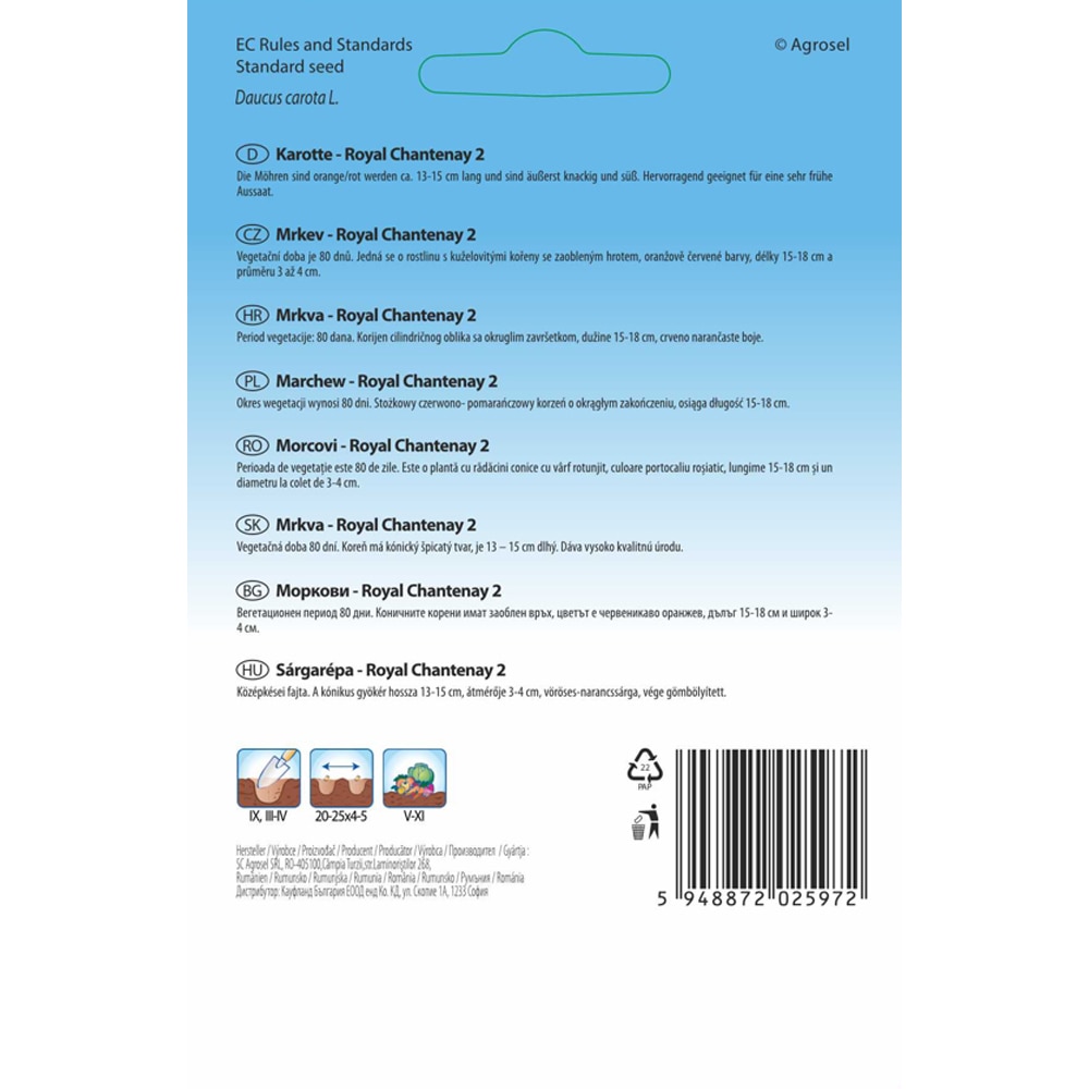 Morcovi Chantenay Red Cored 2 SEMAS, 2.7 g