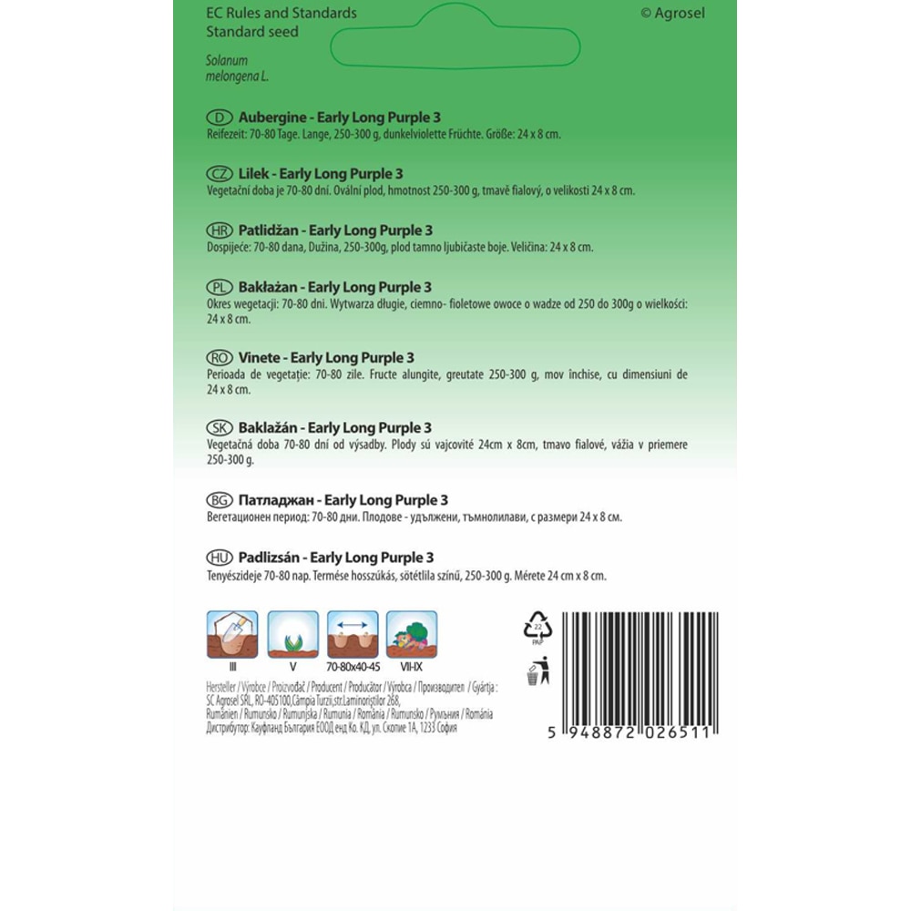 Vinete Early Long Purple 3 SEMAS, 0.5 g