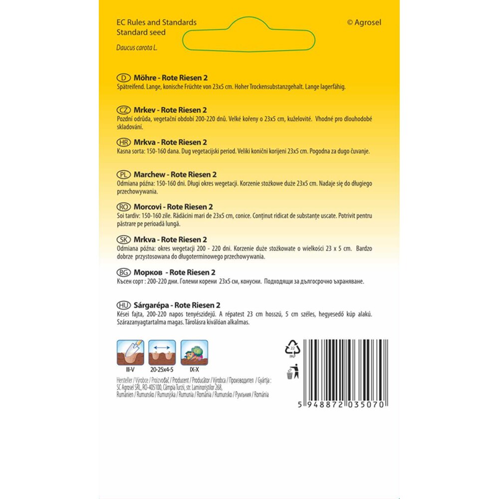 Morcovi Rote Riesen 2 SEMAS, 2 g