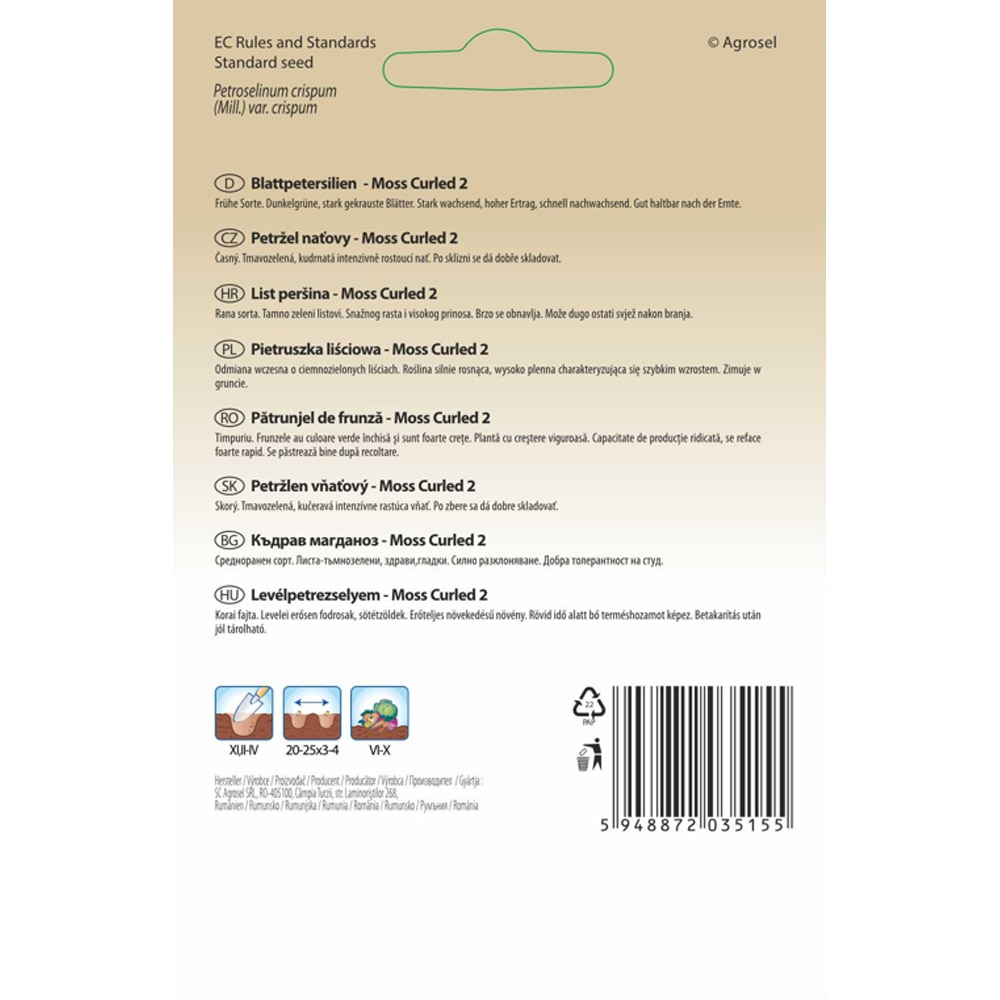 Patrunjel de Frunze Moss Curled 2 SEMAS, 4 g