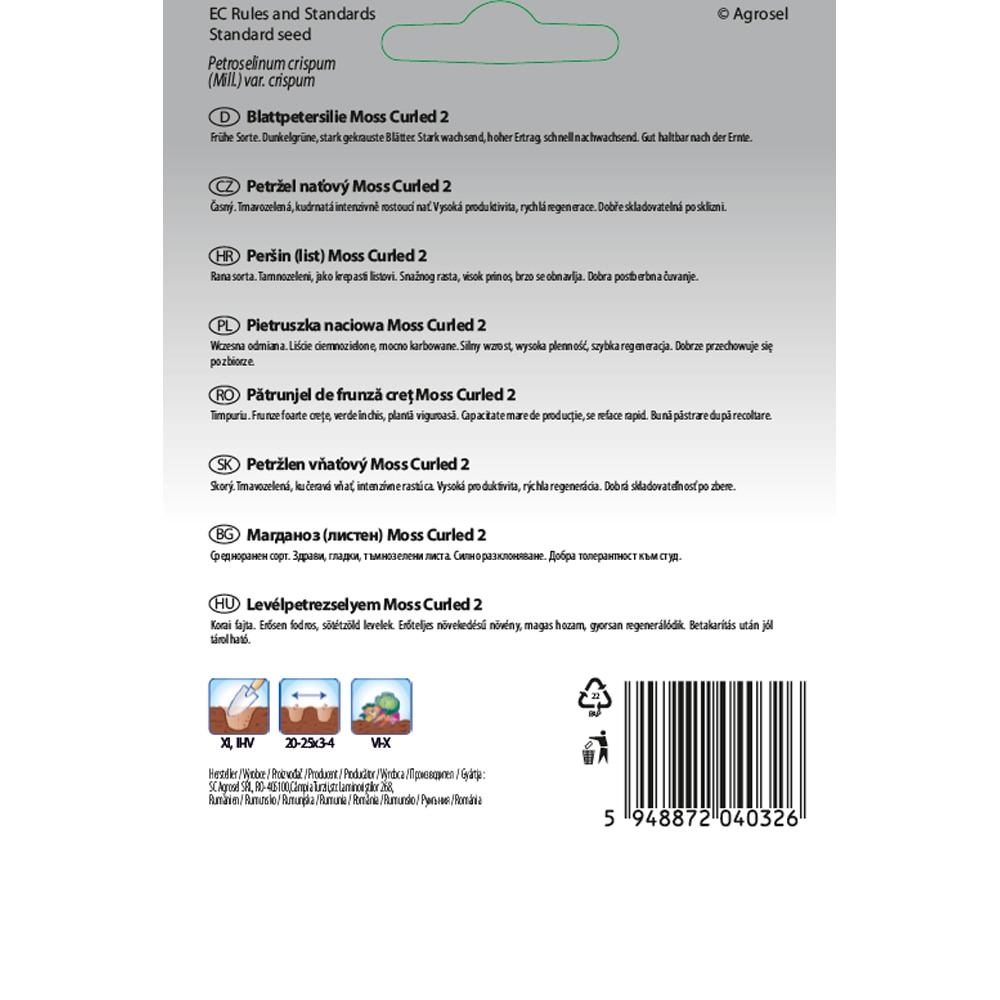 Patrunjel de Frunza Cret Moss Curled 2 SEMAS, banda 