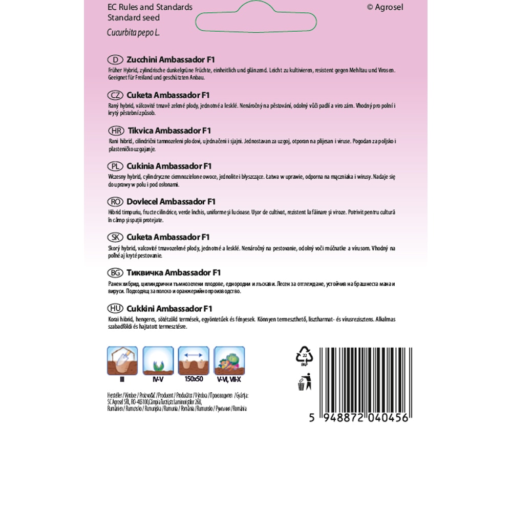 Dovlecel Ambassador F1 SEMAS, 10 bucati