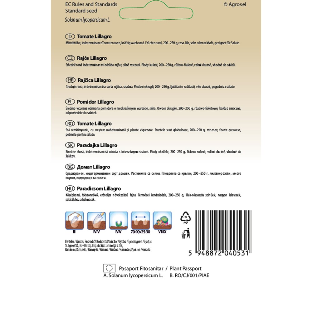 Tomate Lillagro SEMAS, 0.5 g
