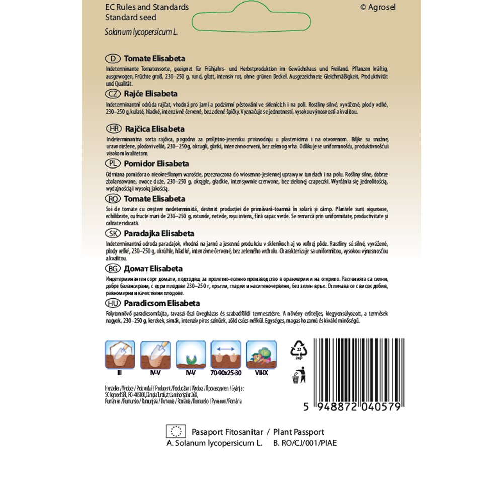 Tomate Elisabeta SEMAS, 0.8 g