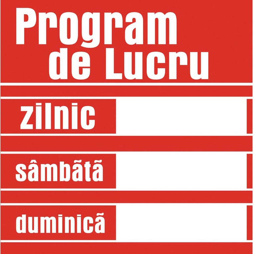 Placuta Indicator 'program de lucru', 20 x 20 cm