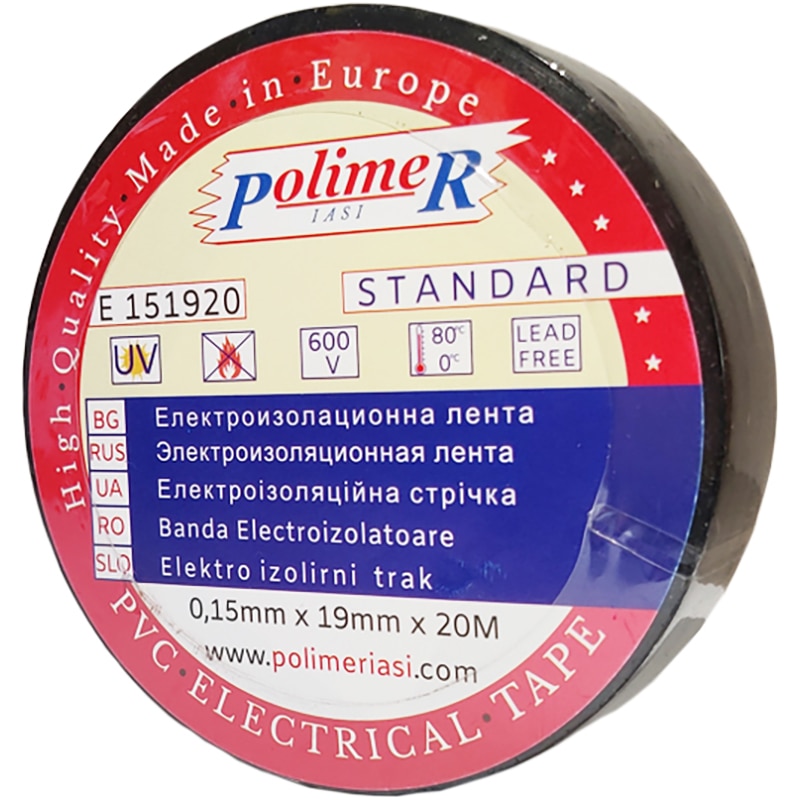 Banda izolare electrica Polimer 19 mm x 20 m, negru