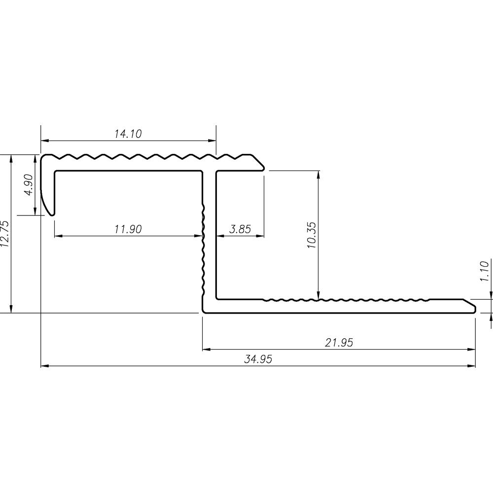 Profil aluminiu pentru treapta PROFILINE, 10 mm, 2.5 m, auriu