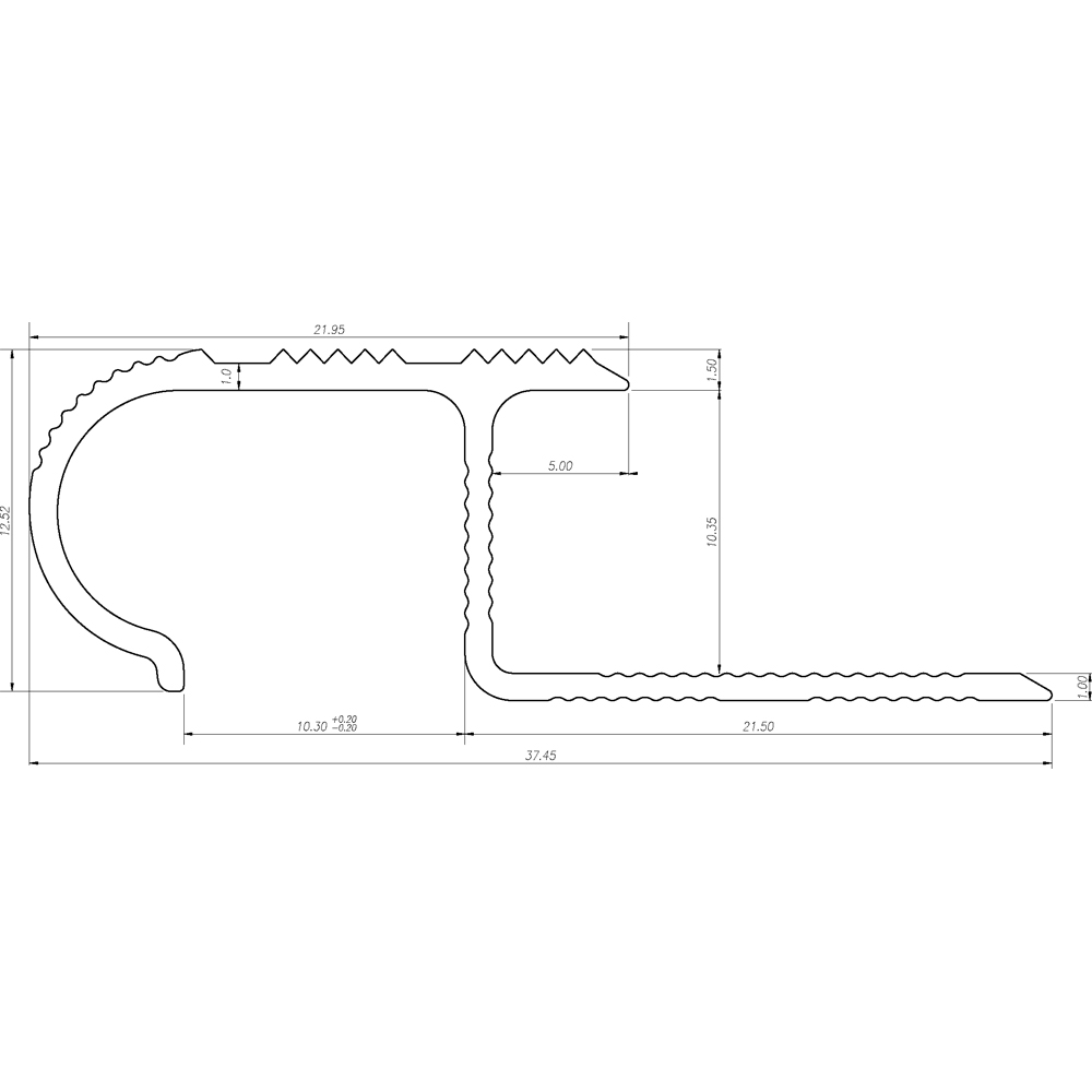 Profil aluminiu pentru treapta PROFILINE Venezia Plus, 2.5 m, natur