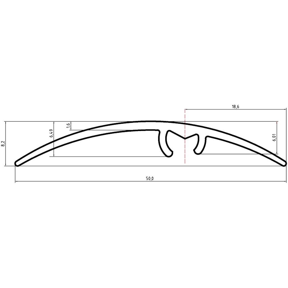 Profil trecere PM03771BD, aluminiu, 270 x 5 x 1 cm, argintiu satin