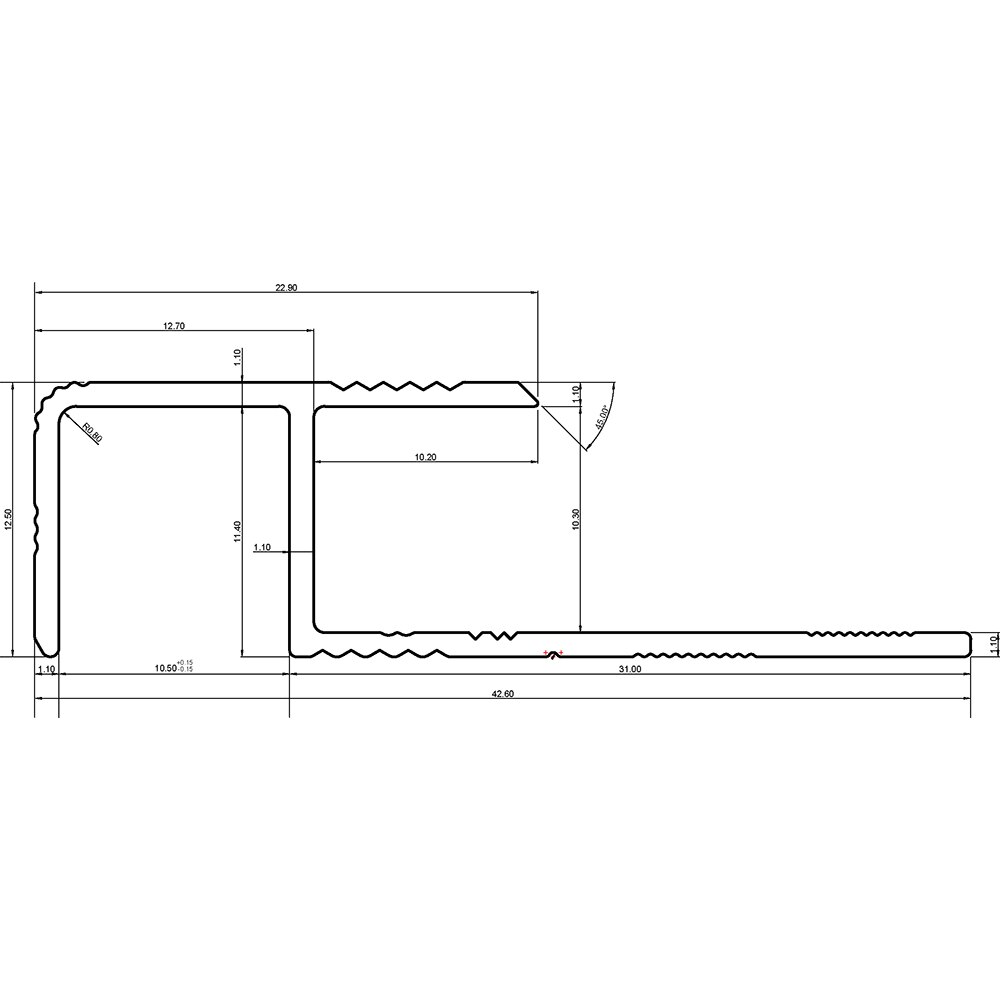 Profil aluminiu pentru treapta PROFILINE, 10 x 12 mm, 2.5 m, olive