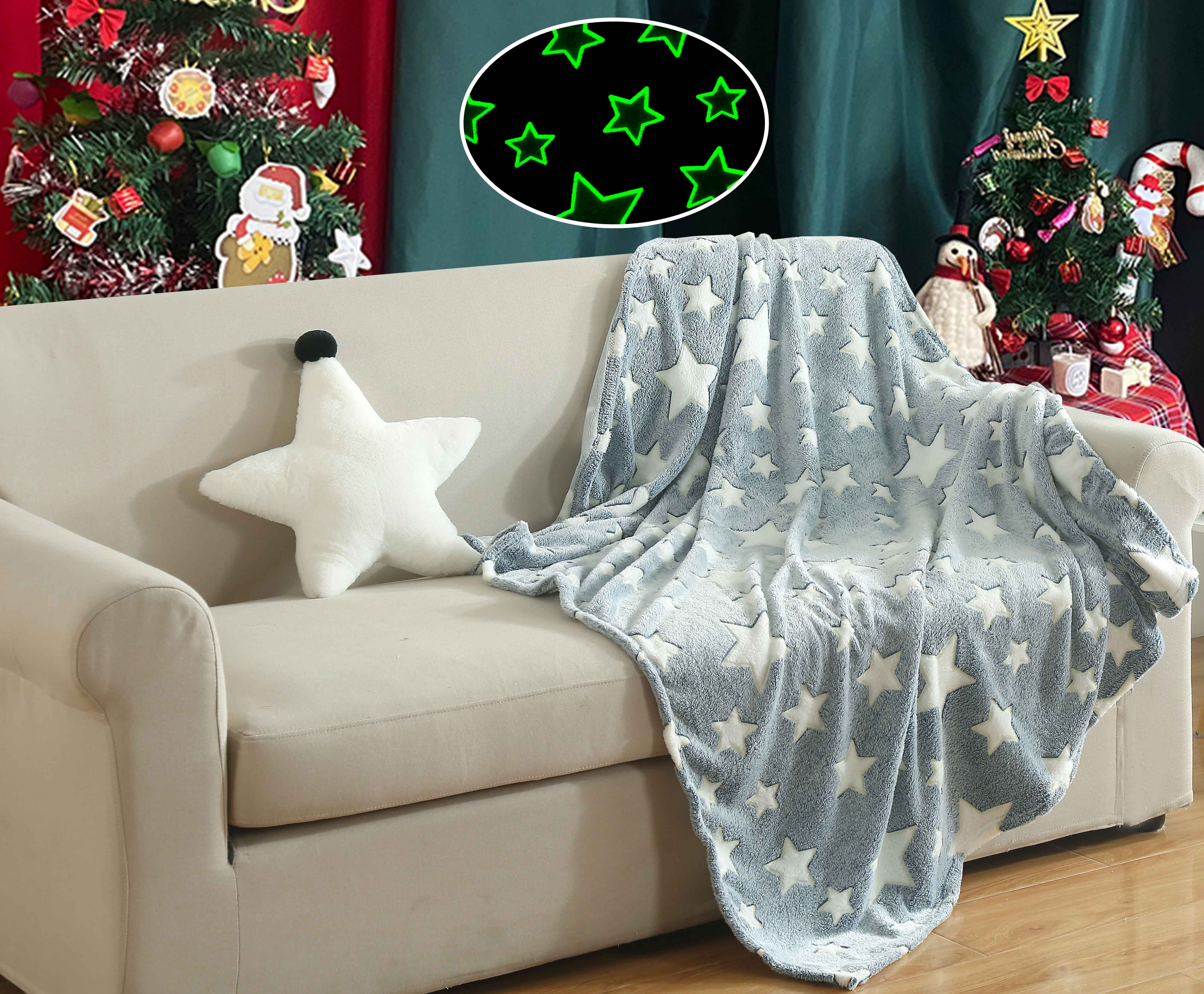 Patura Stelute fosforescente, 150 x 200 cm, albastru