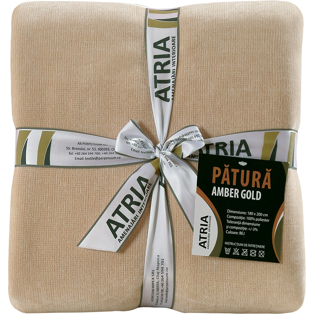 Patura AMBER GOLD, 180 x 200 cm, poliester, bej