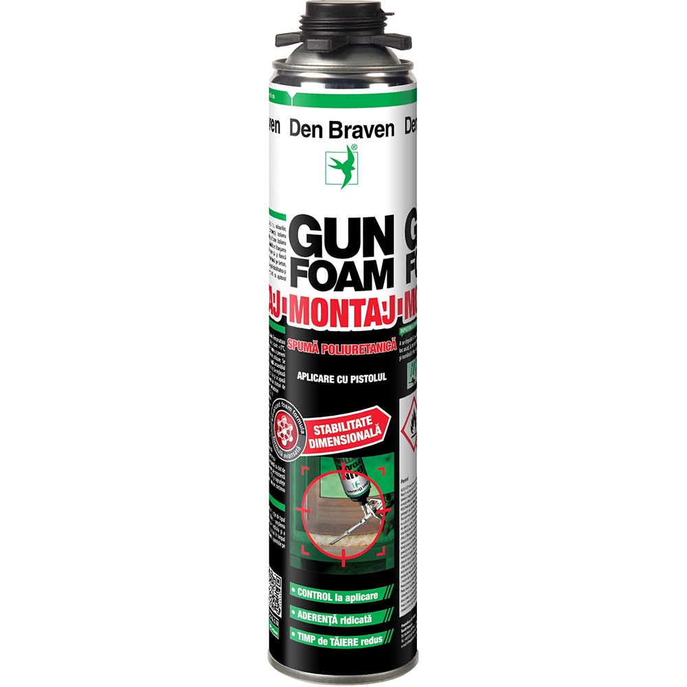 Spuma poliuretanica, aplicare pistol, 750 ml, Crem Den Braven