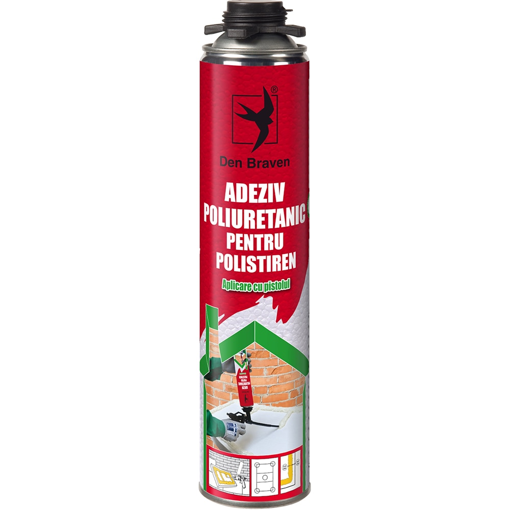 Adeziv poliuretanic pentru polistiren DEN BRAVEN, aplicare pistol, 750ml
