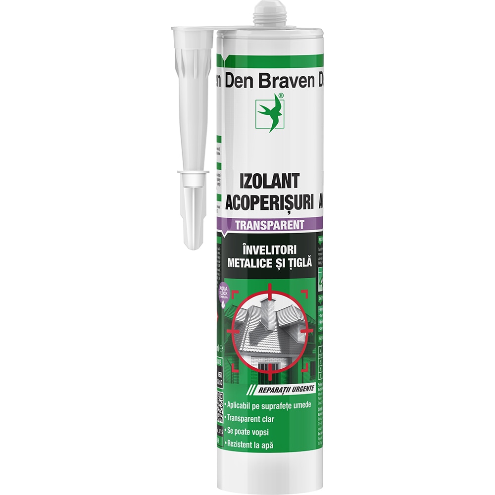 Izolant acoperisuri DEN BRAVEN DIY, transparent, 300 ml