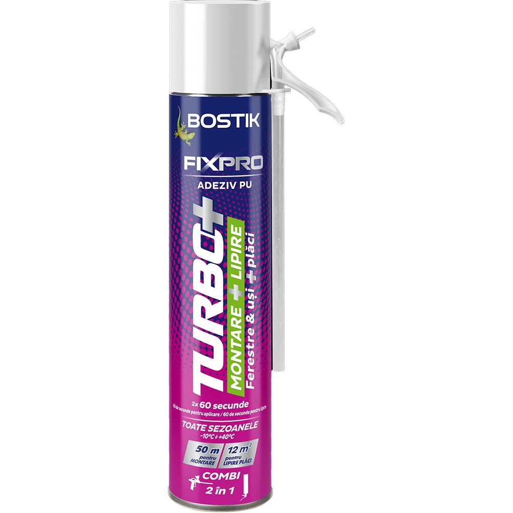 Adeziv spuma poliuretanica Bostik FixPro Turbo+ Montaj si Lipire, 750 ml