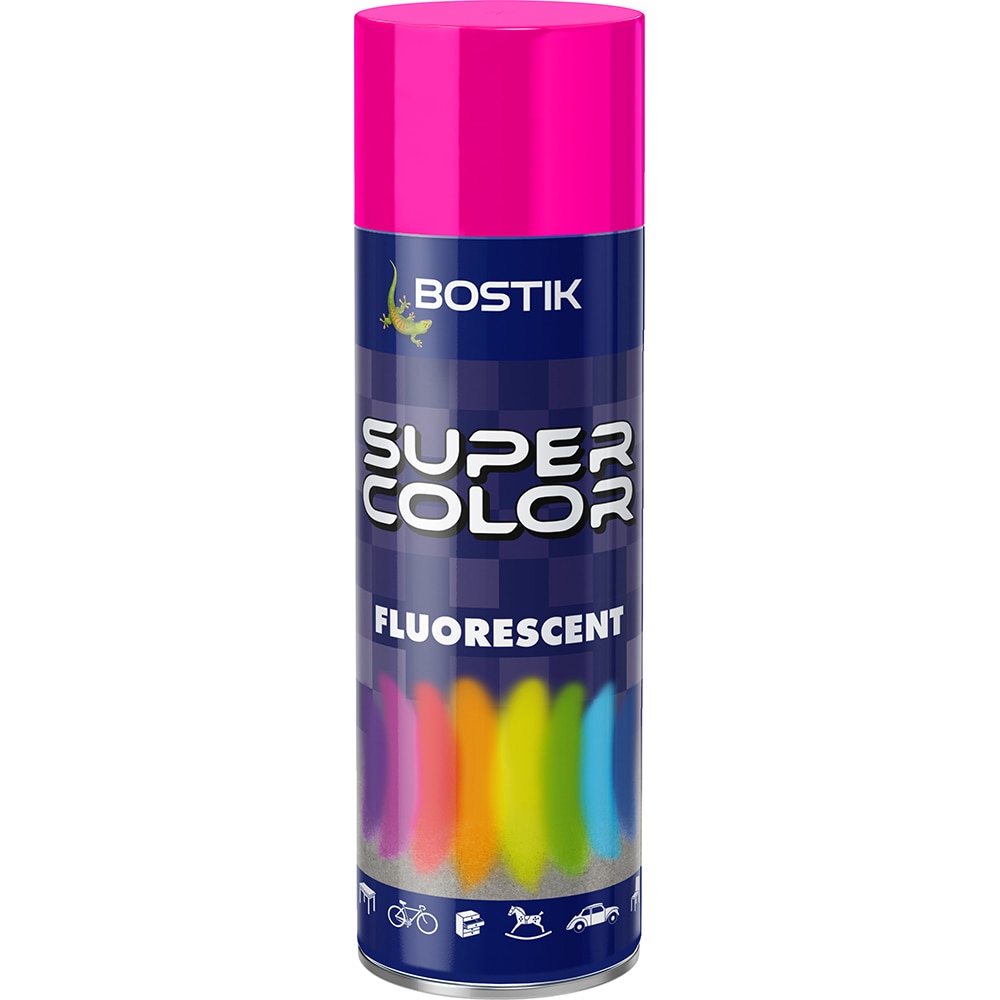 Vopsea spray fluorescenta Bostik Super Color, roz, 400 ml