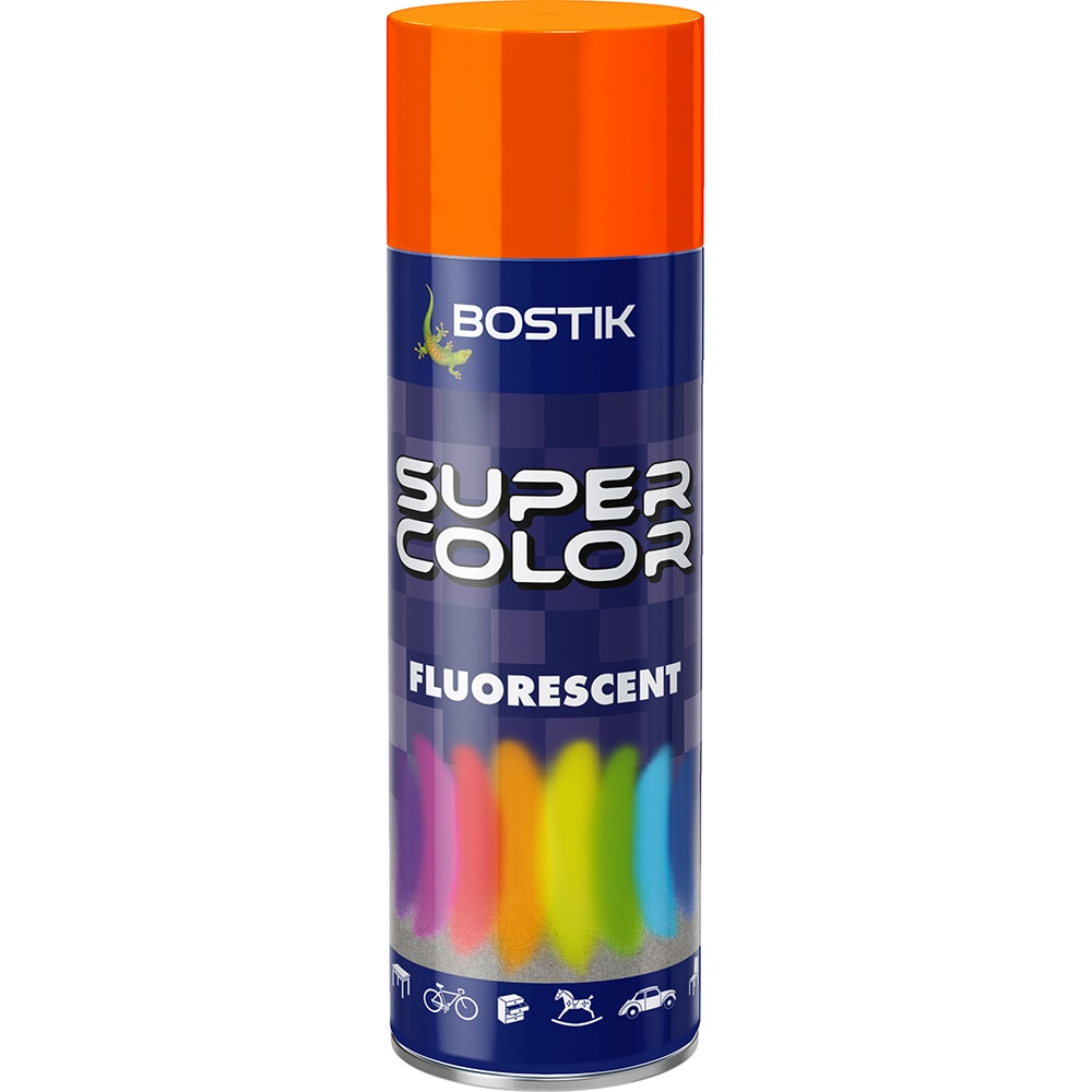 Vopsea spray fluorescenta Bostik Super Color, rosu orange, 400 ml
