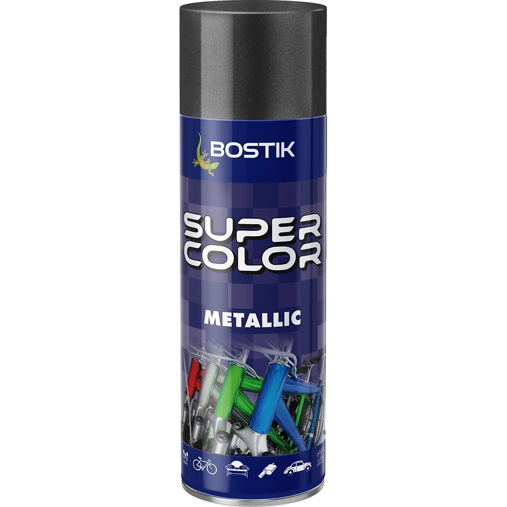 Email spray cu efect metalic Bostik Super color, negru, 400 ml