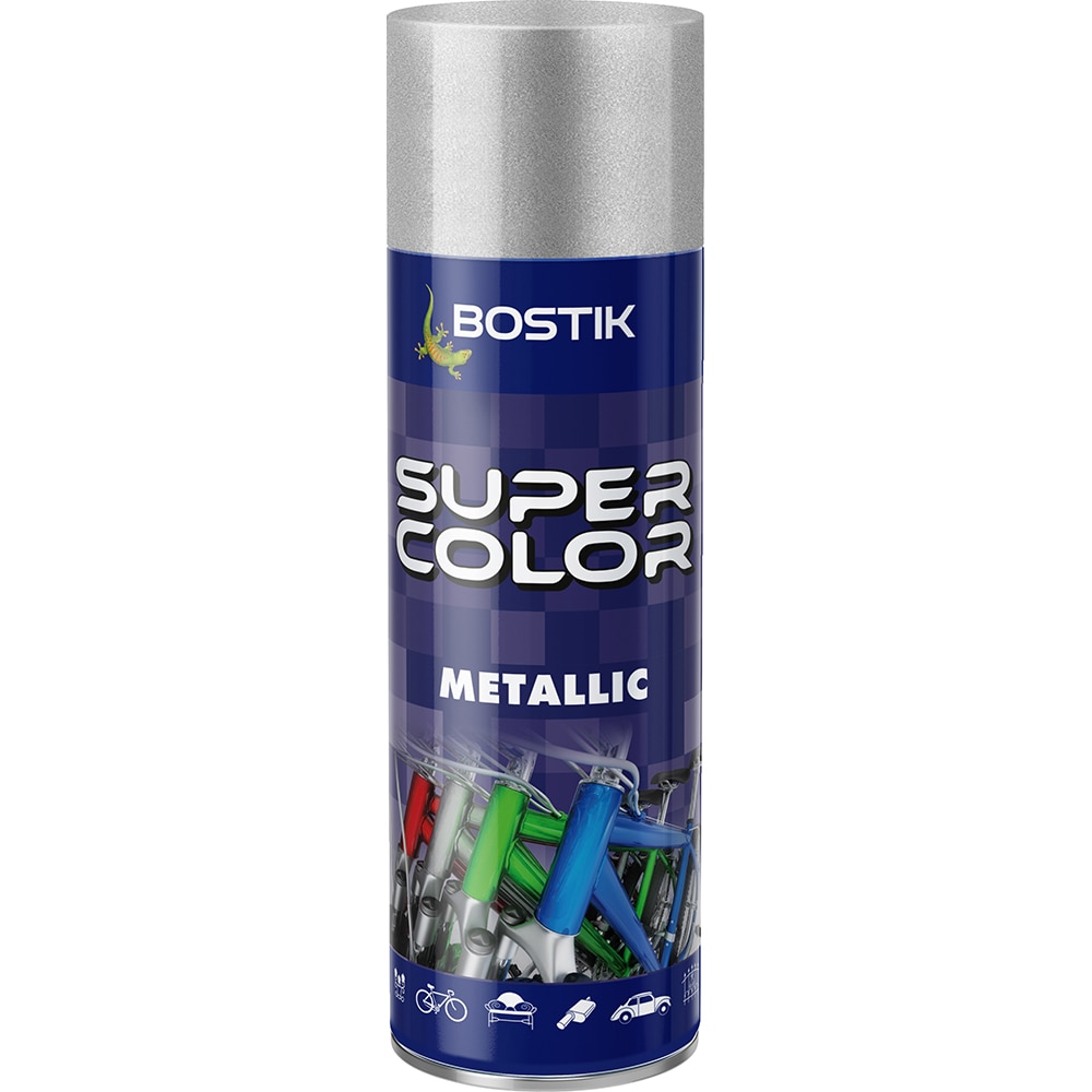 Email spray cu efect metalic Bostik Super color, argintiu, 400 ml