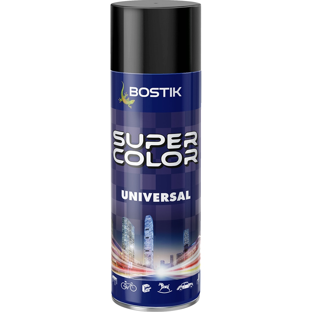 Vopsea spray universala Bostik Super Color RAL9005, negru intens, 400 ml