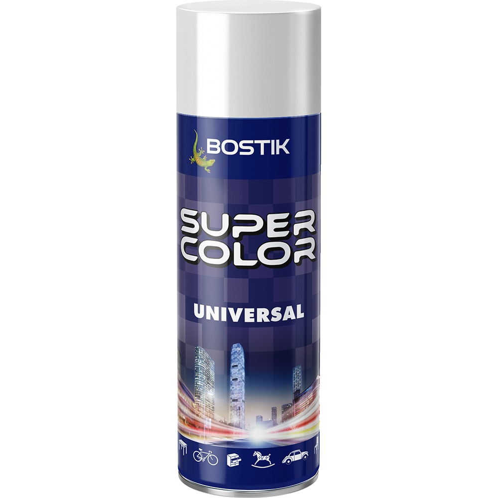 Vopsea spray universala Bostik Super Color RAL9010, alb, 400 ml