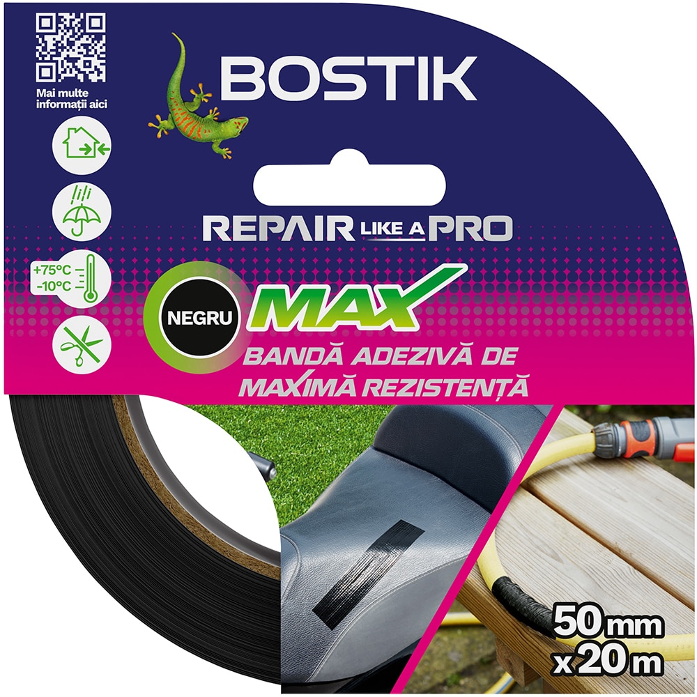 Banda adeziva maxima rezistanta BOSTIK, 50mm x 20m, negru